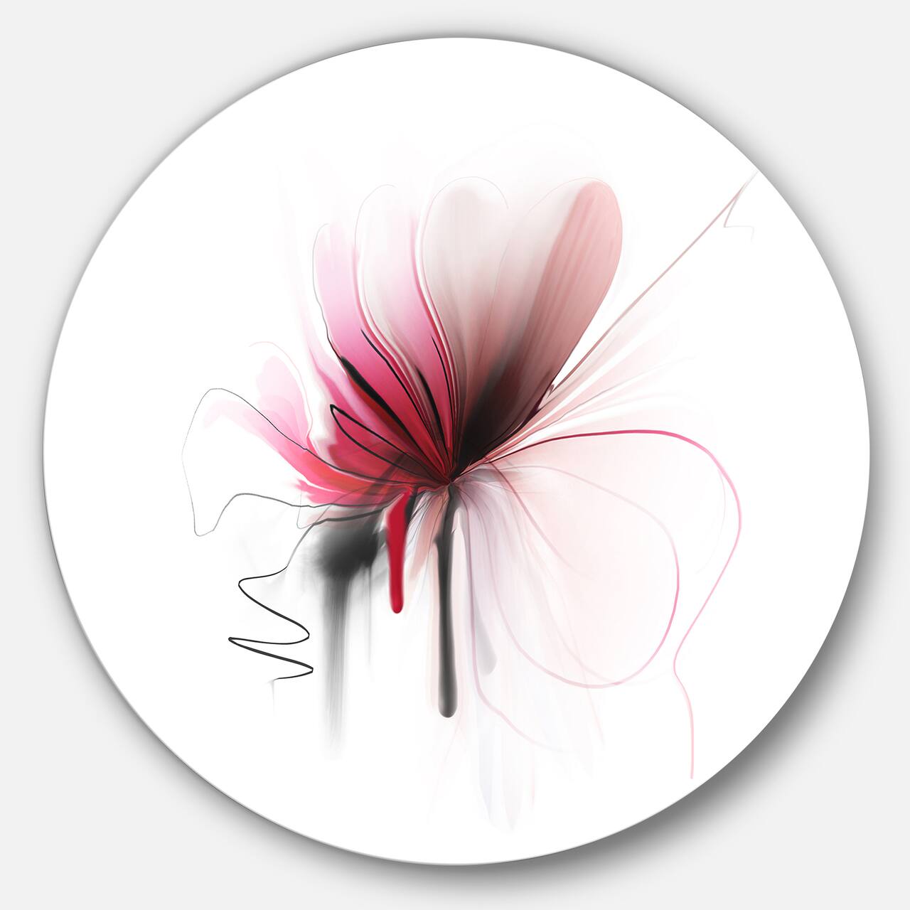 Designart - Abstract Flower' Disc Floral Circle Metal Wall Art